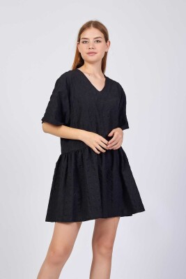 V-yaka geniş kesim yazlık Elbise - 2